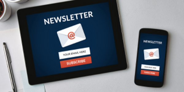 ipad and mobile phone to sign up for newsletter